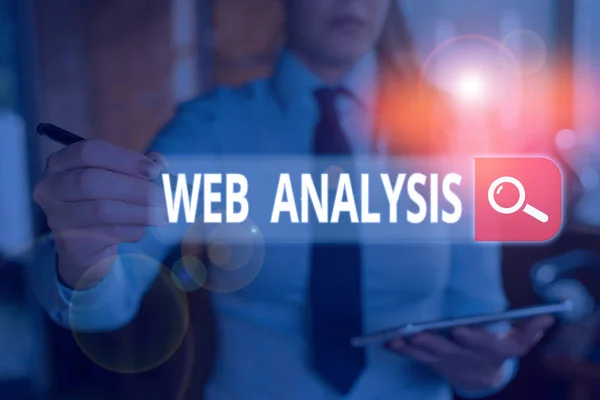 Schreiben Notiz zeigt Web-Analyse. Business-Foto zeigt Prozess der Analyse des Verhaltens der Besucher einer Website. — Stockfoto