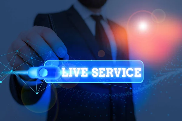 Ordskrivning text Live Service. Affärsidé för att utvidga eller hjälpa andra på ett verbalt eller handlingskraftigt sätt. — Stockfoto