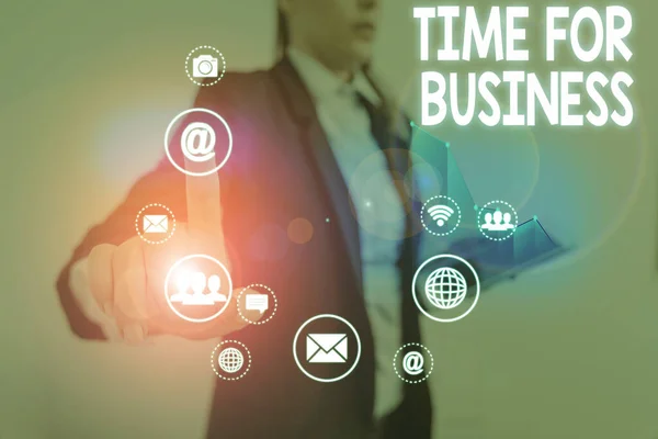 Texto de caligrafia Time For Business. Conceito que significa realizar transações dentro do prazo prometido ao cliente . — Fotografia de Stock