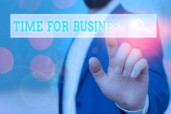 Signo de texto que muestra Time For Business. Foto conceptual cumplir con las transacciones dentro del período prometido al cliente . — Foto de Stock