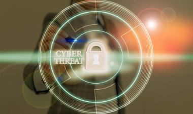 Siber Tehdit gösteren kavramsal el yazısı. İş fotoğrafı metni, bilgisayar sistemine ciddi zarar verme potansiyeline sahiptir.