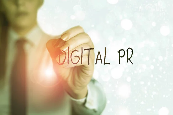 Word writing text Digital Pr. Business concept for marketing strategy used to increase their online presence.
