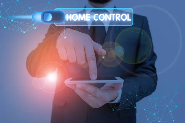 Writing note showing Home Control. Business photo showcasing provides homeowners security comfort and energy efficiency. — Φωτογραφία Αρχείου