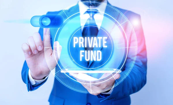 Escrita conceitual mostrando Fundo Privado. Foto de negócio mostrando esquema de investimento coletivo usado para fazer investimentos . — Fotografia de Stock