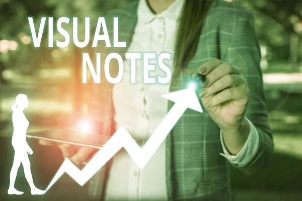 Conceptual hand writing showing Visual Notes. Business photo showcasing process of representing ideas nonlinguistically Sketchnoting. — Stockfoto