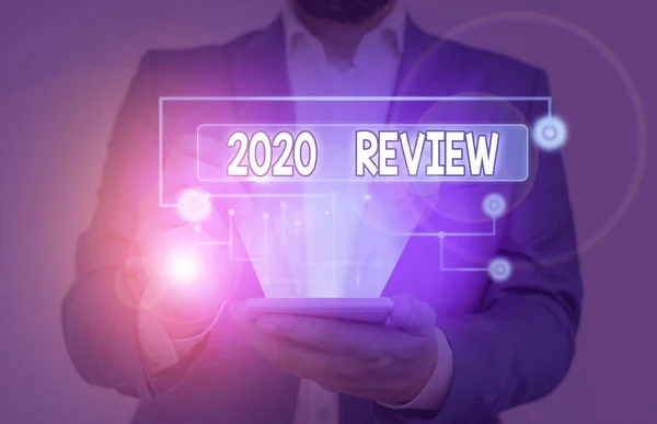 Szövegírás 2020 Review. Üzleti koncepció a tavalyi események emlékezetére főbb fellépések vagy jó bemutatók. — Stock Fotó
