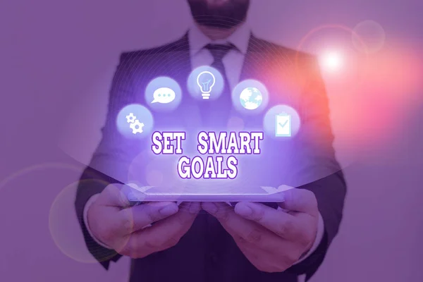 Концептуальный почерк, показывающий Set Smart Goals. Текстовый список бизнес-фотографий, чтобы прояснить ваши идеи фокус усилия использовать время мудро. — стоковое фото