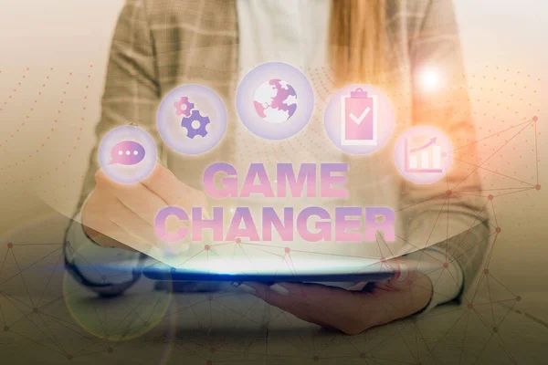 Scrittura concettuale a mano che mostra Game Changer. Modo di testo foto d'affari che gli effetti di un cambiamento importante nel modo attuale di fare . — Foto Stock