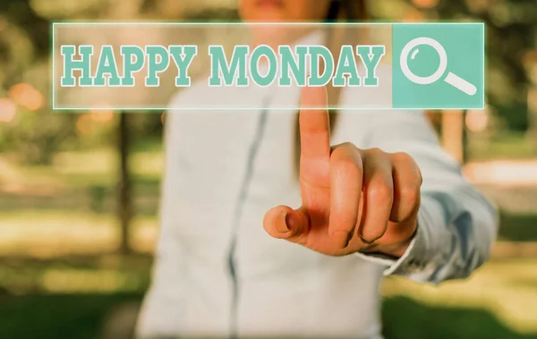 Teken dat Happy Monday toont. Conceptuele foto vertellen dat het demonstreren van de bestelling te wensen hem geweldige nieuwe week. — Stockfoto