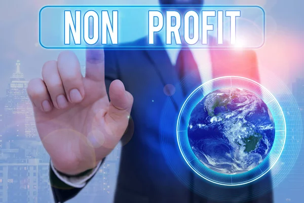 Nota di scrittura che mostra No Profit. Foto d'affari che mostrano non fare o condotto principalmente per rendere l'organizzazione di profitto Elementi di questa immagine fornita dalla NASA . — Foto Stock