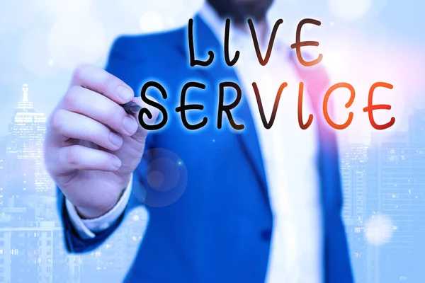 Handwriting text Live Service. Concept meaning Extending or providing help to others in verbal or action way. — Stock Photo, Image