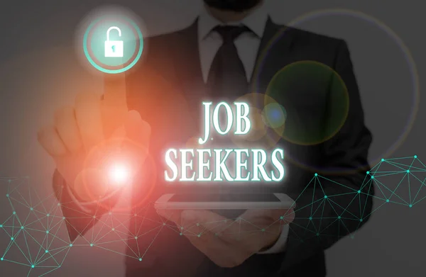 Texto escrito por palavras Job Seekers. Conceito de empresa para um desempregado que demonstra quem procura activamente emprego . — Fotografia de Stock
