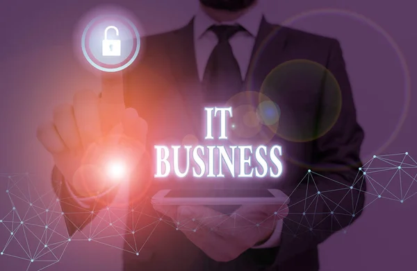 Texto de escritura de palabras It Business. Concepto de negocio para la organización utiliza la tecnología de la información para lograr objetivos . — Foto de Stock