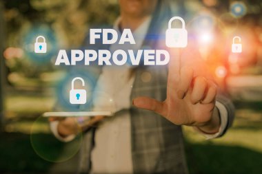 Fda 'nın onaylandığını gösteren mesaj işareti. Kavramsal fotoğraf Fda ürünün ya da formülün güvenli ya da etkili olduğunu kabul etti.