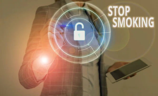 Znak tekstowy "Stop Smoking". Fotografia koncepcyjna procesu zaprzestania lub zaprzestania palenia tytoniu. — Zdjęcie stockowe