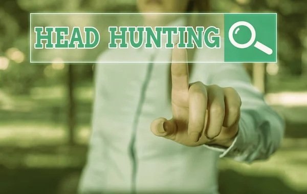 Text sign showing Head Hunting. Conceptual photo process of recruitment of a prospective or potential employee.