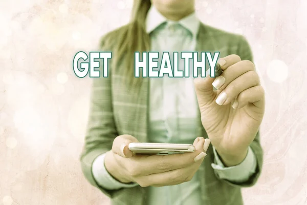 Text s nápisem Get Healthy. Konceptuální foto vlastnící nebo těší dobré zdraví nebo zdravou mentalitu. — Stock fotografie