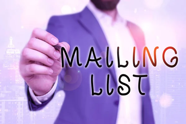 Handwriting text Mailing List. Concept meaning list of showing who subscribe to a periodic mailing distribution.