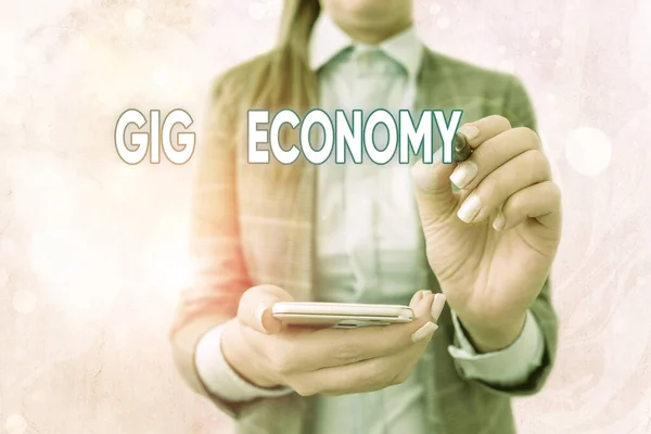 Text sign showing Gig Economy. Conceptual photo free market system in which temporary positions are common. — Stock Photo, Image
