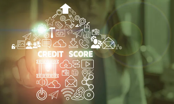 Texto de escritura a mano Credit Score. Concepto que significa solvencia de un individuo basado en archivos de crédito . — Foto de Stock