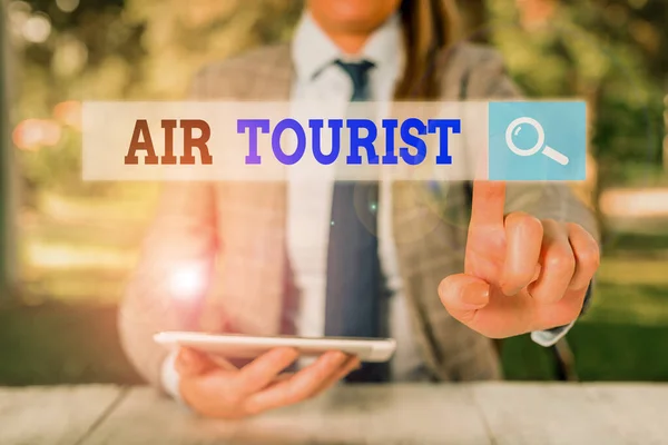 Kézírás szöveg Air Tourist. Fogalom jelentése folyamat megy egyik helyről a másikra bármely repülő tárgy. — Stock Fotó