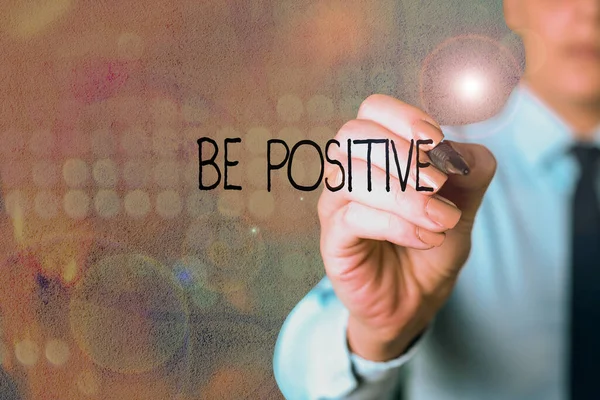 Word writing text Be Positive. Business concept for giving cause for hope and confidence Without any doubt. — Stock Photo, Image