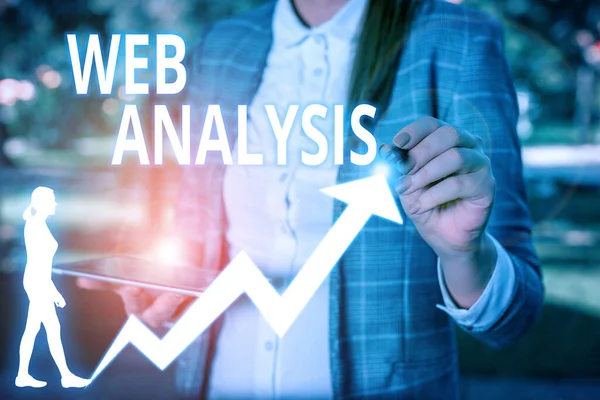 Escrita de mão conceitual mostrando Web Analysis. Foto de negócios mostrando processo de análise do comportamento dos visitantes de um site . — Fotografia de Stock