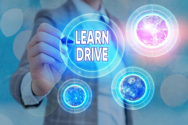 Word writing text Learn Drive. Business concept for to gain the knowledge or skill in driving a motor vehicle Elements of this image furnished by NASA. — Stock Photo, Image