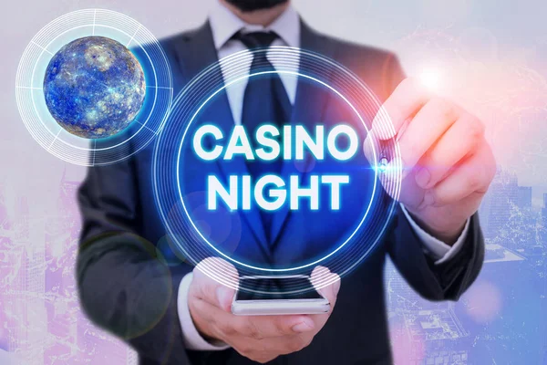 Texto manuscrito Noche de Casino. Concepto que significa evento donde se puede experimentar la diversión jugando en un casino real Elementos de esta imagen proporcionados por la NASA . — Foto de Stock