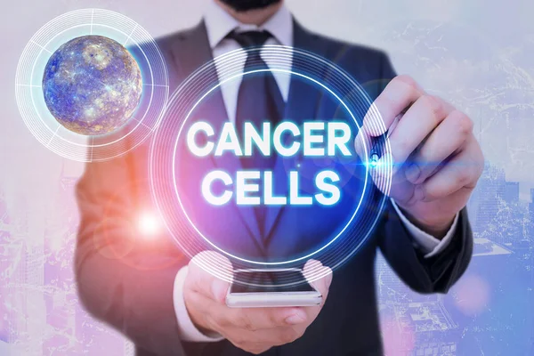 Handwriting text Cancer Cells. Concept meaning forming solid tumors or flooding the blood with abnormal cells Elements of this image furnished by NASA. — Stock Photo, Image