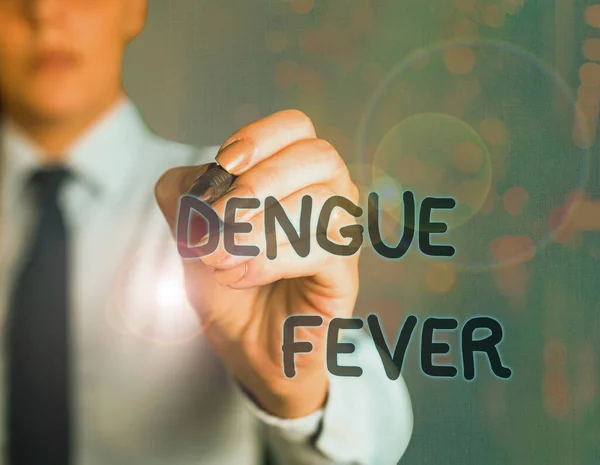 Word writing text Dengue-Fieber. Geschäftsfoto zeigt Infektionskrankheiten, die durch Flaviviren oder Aedes-Moskitos verursacht werden — Stockbild Word writing text Dengue-Fieber. Geschäftskonzept für Infektionskrankheiten durch Flaviviren oder Aedes-Moskitos. — Stockfoto