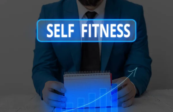 Skrivanteckning som visar Self Fitness. Företagsfoto visa upp tillståndet för hälsa och välbefinnande och förmågan att utföra. — Stockfoto