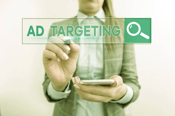 Conceptual hand writing showing Ad Targeting. Business photo showcasing target the most receptive audiences with certain traits. — Stock Photo, Image