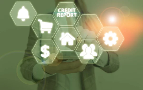 Textová značka zobrazující Kreditní zprávu. Konceptuální foto je detailní reportáž o historii jednotlivých úvěrů. — Stock fotografie