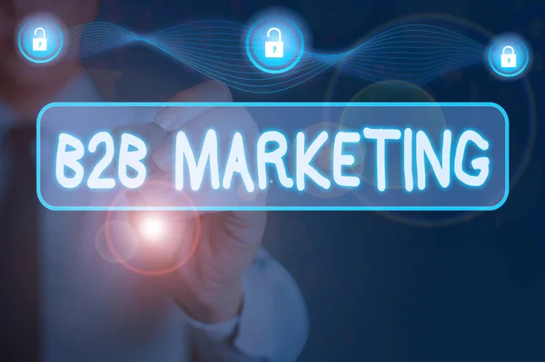 Escritura manual conceptual mostrando Marketing B2B. Fotografía comercial que muestra la comercialización de productos a empresas u otras organizaciones . — Foto de Stock