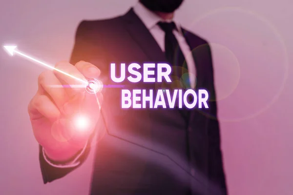 Text sign showing User Behavior. Conceptual photo focuses on user activity as opposed to static threat indicator. — Stock Photo, Image