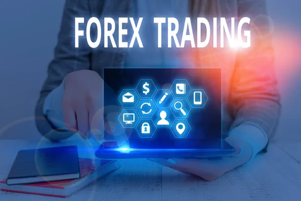 Palavra escrita texto Forex Trading. Conceito de negócio para troca de moedas entre dois ou mais países . — Fotografia de Stock