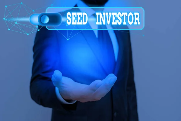 Texto manuscrito Seed Investor. Concepto que significa fuente de dinero inicial necesaria para iniciar un nuevo negocio . —  Fotos de Stock