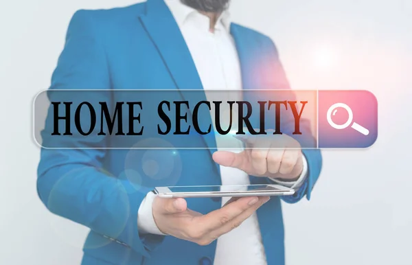 Woordschrijvende tekst Home Security. Business concept voor een systeem dat helpt uw huis te beschermen tegen ongewenste indringers. — Stockfoto