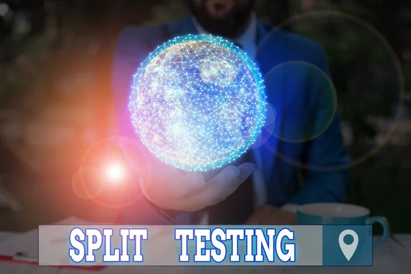 Word writing text Split Testing. Business concept for issuing the traffic of a website between two different URLs Elements of this image furnished by NASA. — Stock Photo, Image