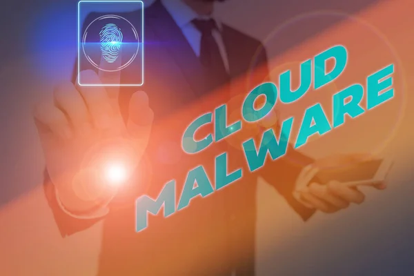 Kelime yazma yazılımı Cloud Malware. Bir bilgisayar için zararlı olan zararlı yazılım dosyası veya programı için iş konsepti. — Stok fotoğraf