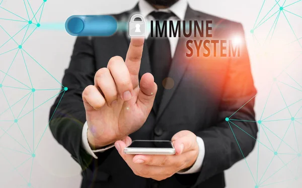 Handwriting text writing Immune System. Concept meaning host defense system comprising many biological structures. — Zdjęcie stockowe