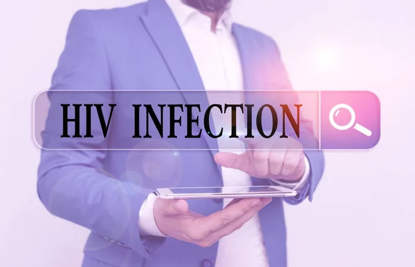 문자 로 HIV 감염을 입력 합니다. 성 매개 질환 과 만성 질환에 대한 사업 개념. — 스톡 사진