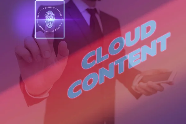 Κείμενο εγγραφής κειμένου Cloud Content. Επιχειρηματική ιδέα για αυτόνομη πλατφόρμα ή υποστηριζόμενη από πρόσθετες υπηρεσίες. — Φωτογραφία Αρχείου