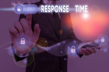 Tepki zamanını gösteren kavramsal el yazısı. İş fotoğrafı gösterimi bir gösterinin veya sistemin tepki göstermesi gereken süre.