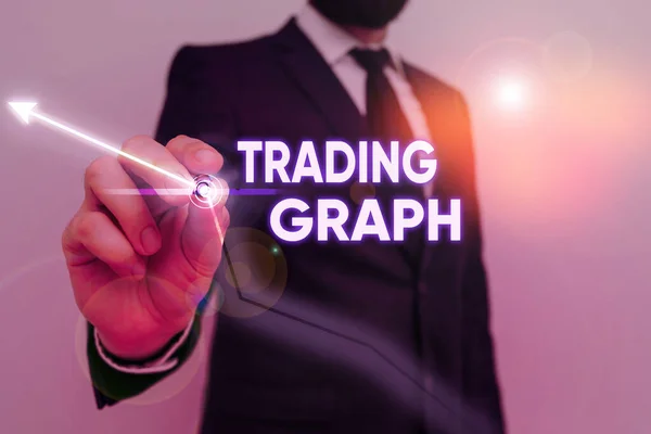 A Trading Graph-ra mutató szöveges jel. Fogalmi fotó képviseli a magasok és mélypontra került a kereskedési időszak és az ár. — Stock Fotó