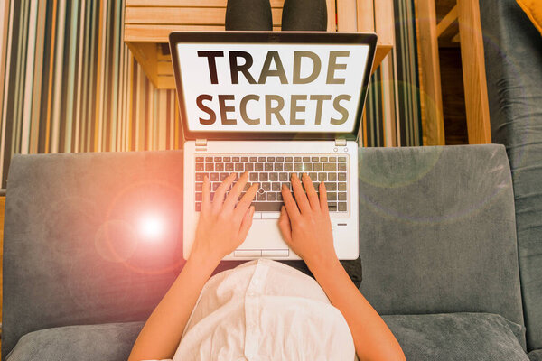 Conceptual hand writing showing Trade Secrets. Business photo showcasing Technique used by a company in manufacturing its products.