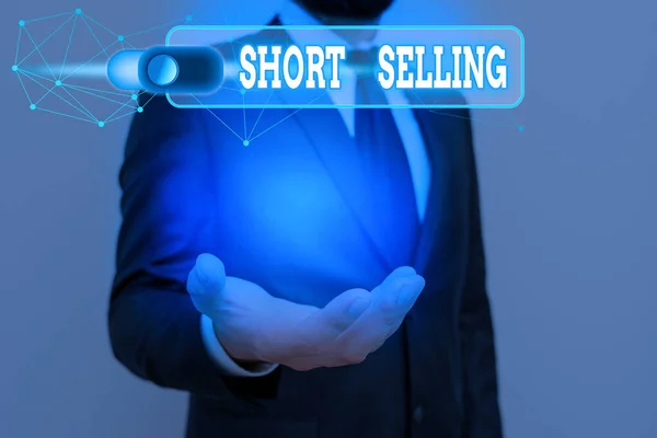 Handgeschreven tekst korte verkoop. Concept betekent handeling van de verkoop van een activum dat u momenteel niet bezit. — Stockfoto