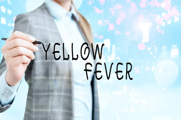 Εννοιολογικά χειρόγραφα που δείχνουν κίτρινο πυρετό. Επιχειρηματική φωτογραφία που δείχνει τροπική ασθένεια του ιού που επηρεάζει το ήπαρ και τα νεφρά. — Φωτογραφία Αρχείου