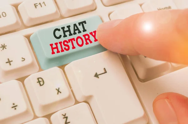 Word scrittura testo Chat Storia. Business concept per l'archiviazione di trascrizioni da chat online e messaggistica istantanea . — Foto Stock